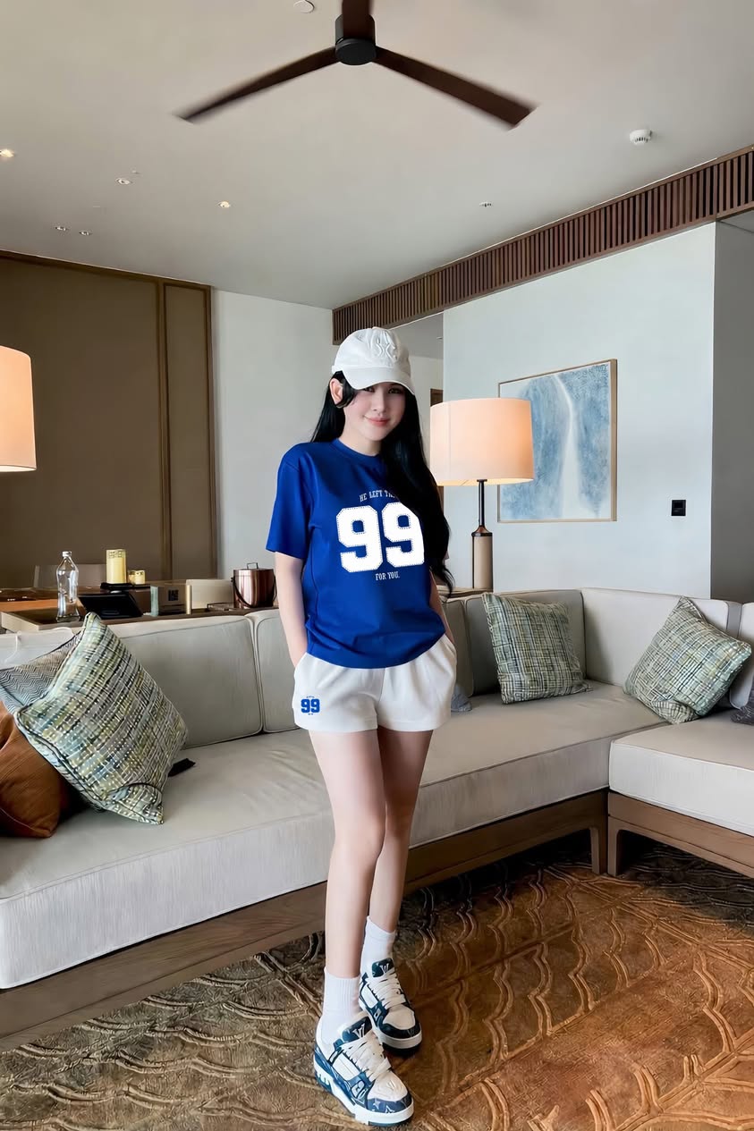 Set thun nữ màu xanh Coban 99