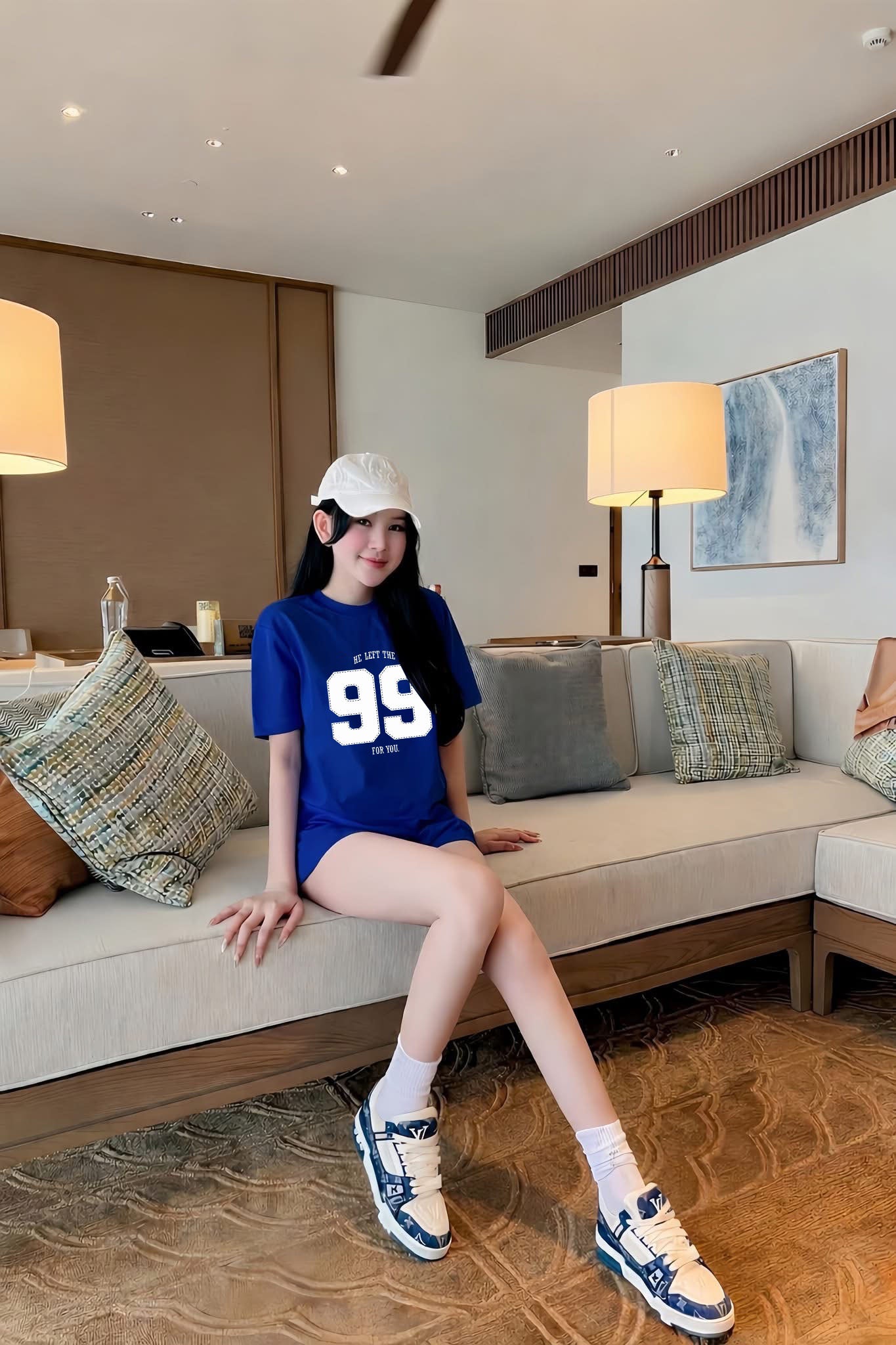 Set thun nữ màu xanh Coban 99
