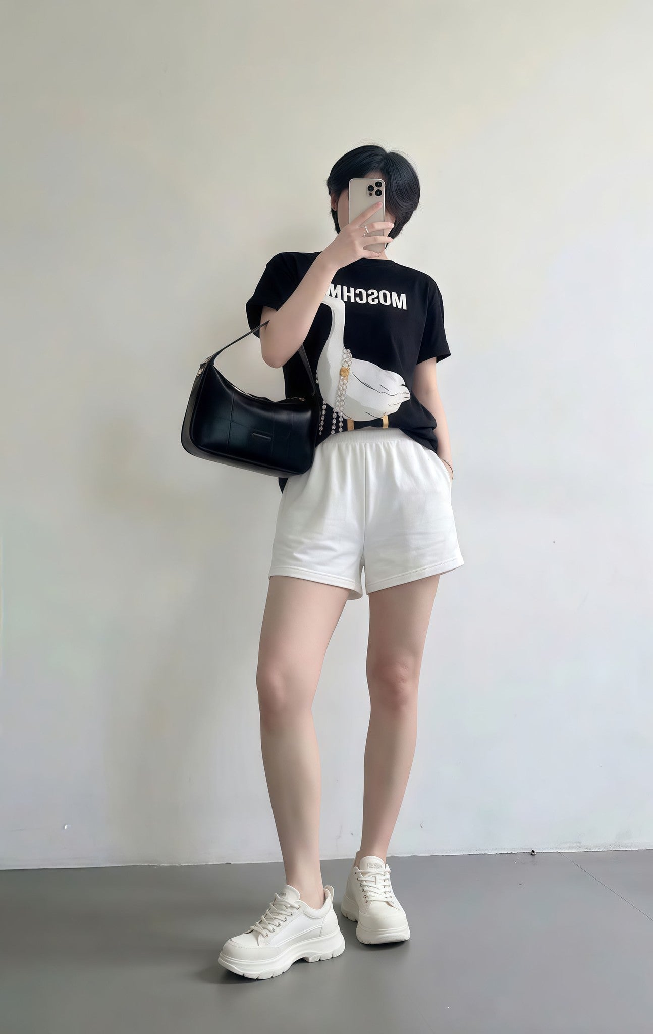 Set thun thể thao in hình hoạ tiết Mosschino Vịt