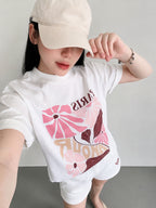 Bộ thun in hình hoạ tiết hoa Paris